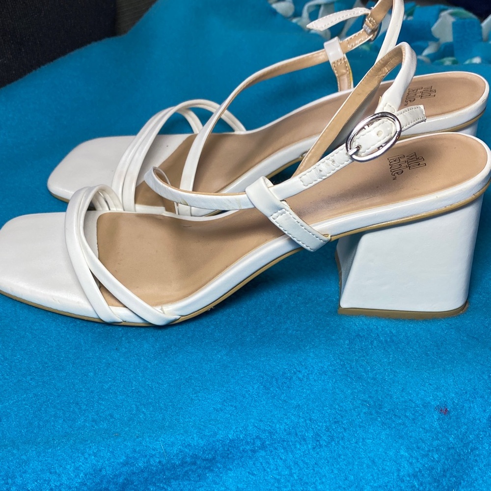 wild fable White Strappy Square-Toe Slingback Heels - Picture 6 of 10